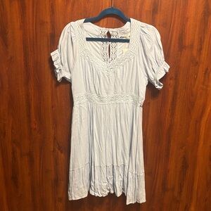 bohme Light Blue Lace-Trim Peasant Tunic